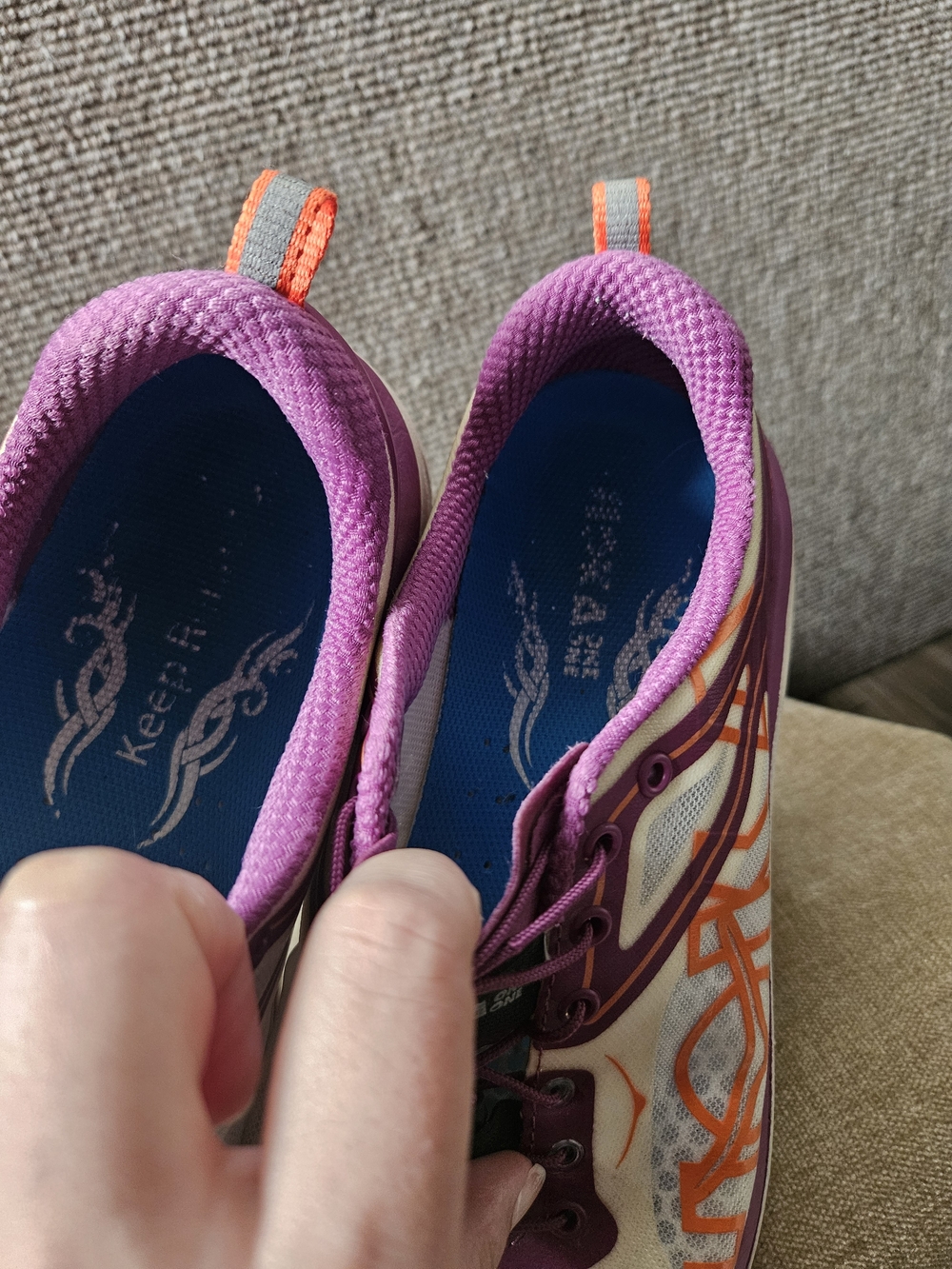 Hoka Women's White Purple Orange Trail Running Shoes - Picture 4 of 8
